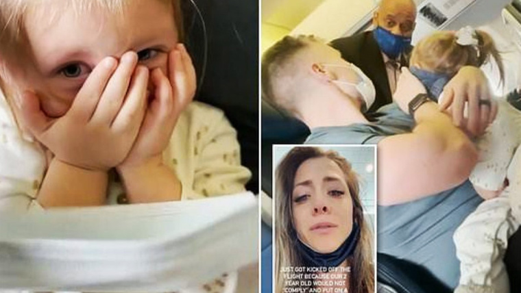 Una bimba di 2 anni viene cacciata dal volo con la sua famiglia perché si rifiuta di mettere la mascherina